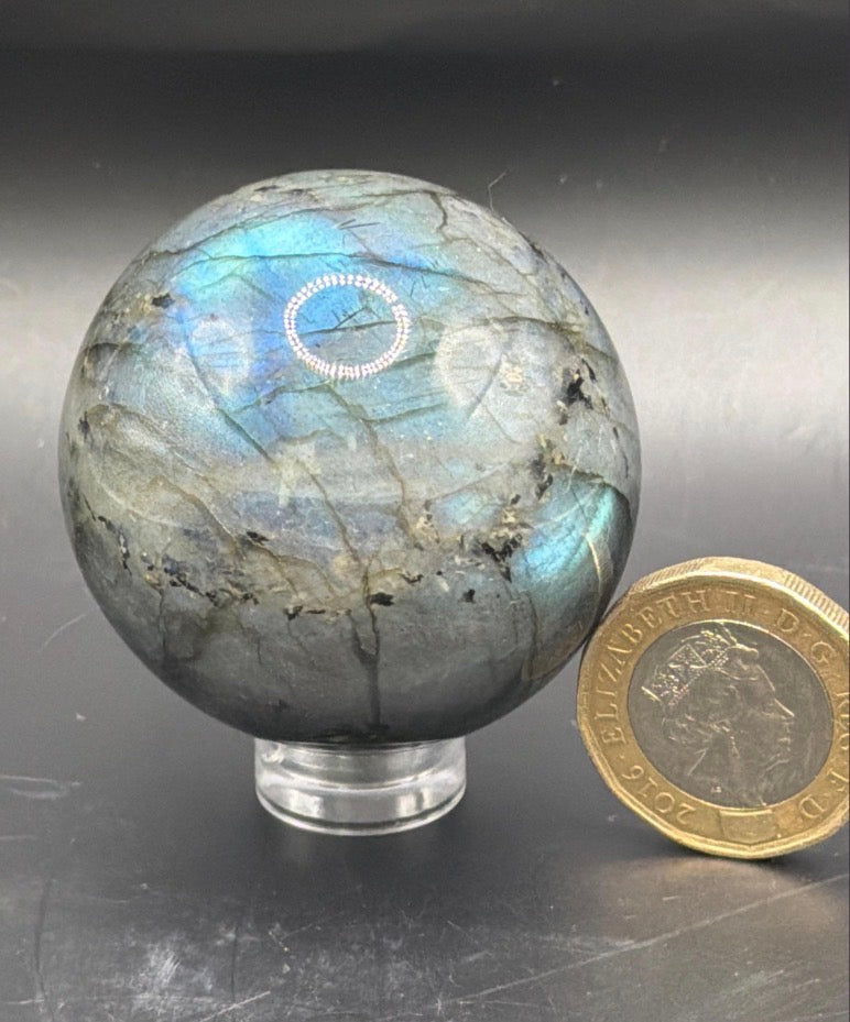 44mm Labradorite Sphere: Mystical Insight, Transformation, Protection Stone