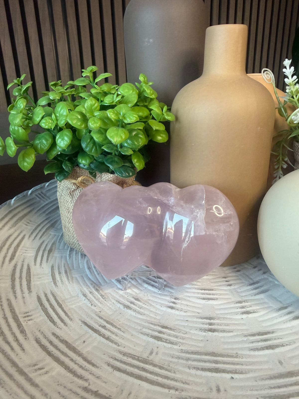 Rose Quartz Double Heart