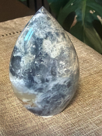 Blue Plume Agate Freeform— Indonesian Crystal Carving