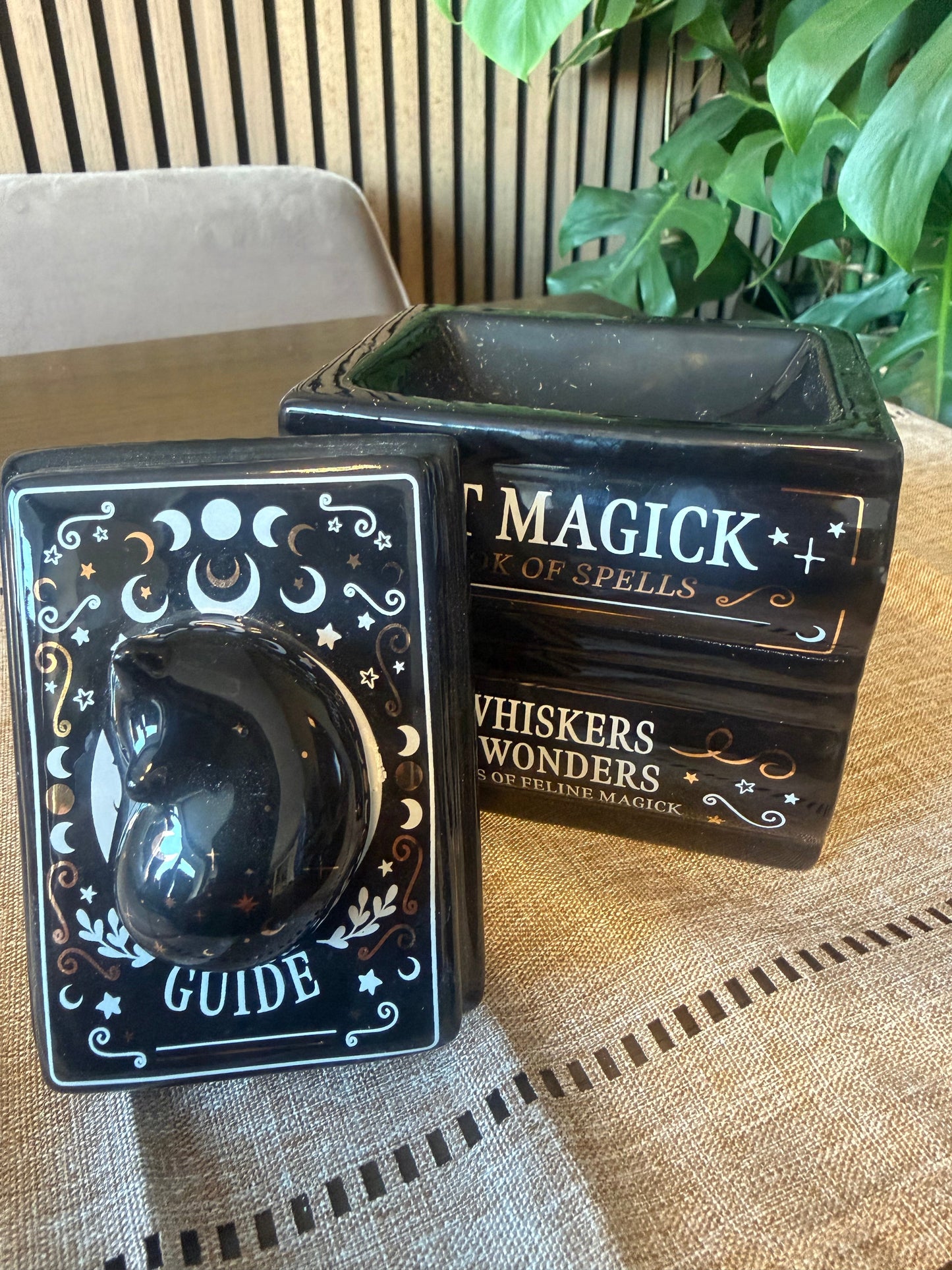 Cat Magick Stacked Books Ceramic Oil Burner