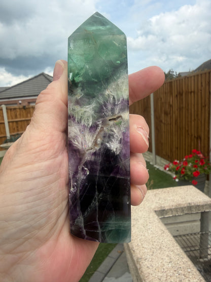 6 Stunning Feather Fluorite Points/Towers