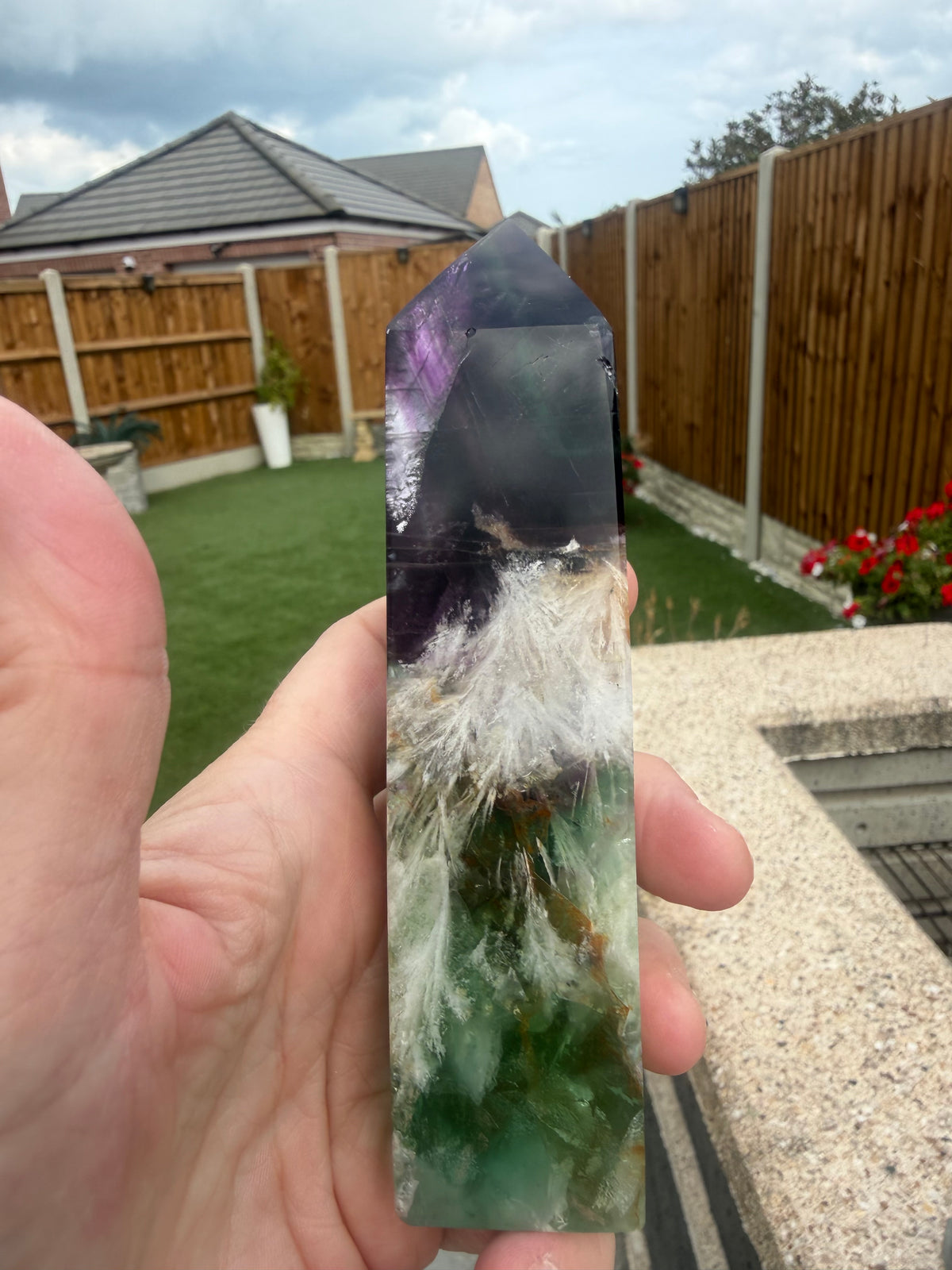 6 Stunning Feather Fluorite Points/Towers