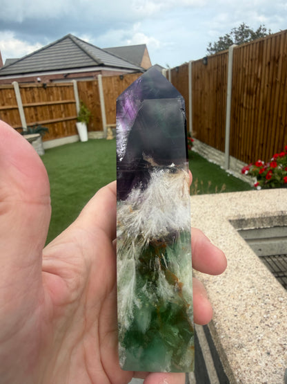 6 Stunning Feather Fluorite Points/Towers