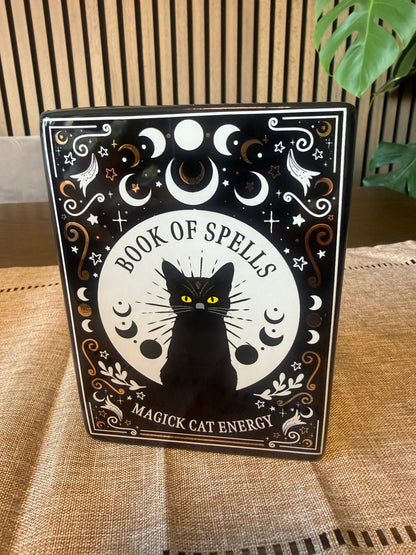 Book of Spells Magick Cat Energy Ceramic Flower Vase