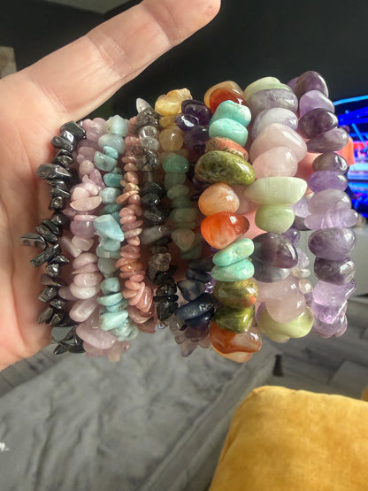 Natural Crystal Chip Bracelets