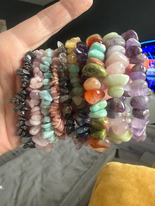 Natural Crystal Chip Bracelets
