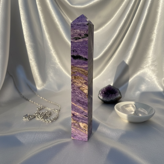 Charoite Crystal Tower | Large Statement Point | 1.377kg