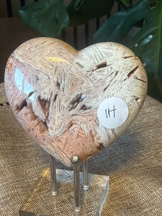 Mexican Agate Druzy Heart