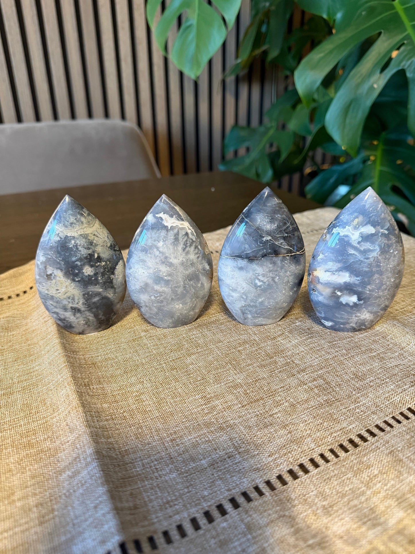 Blue Plume Agate Freeform— Indonesian Crystal Carving