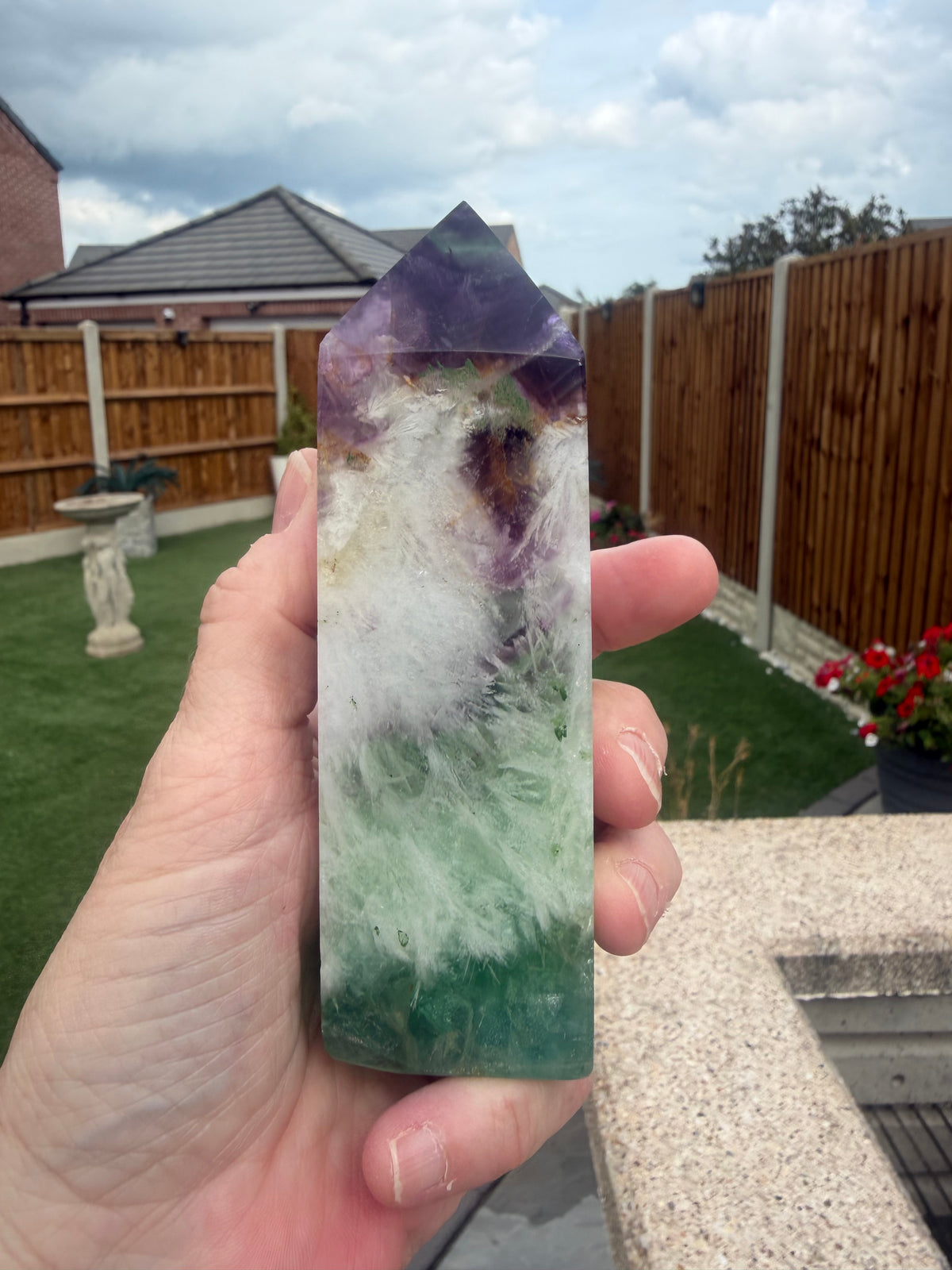 6 Stunning Feather Fluorite Points/Towers
