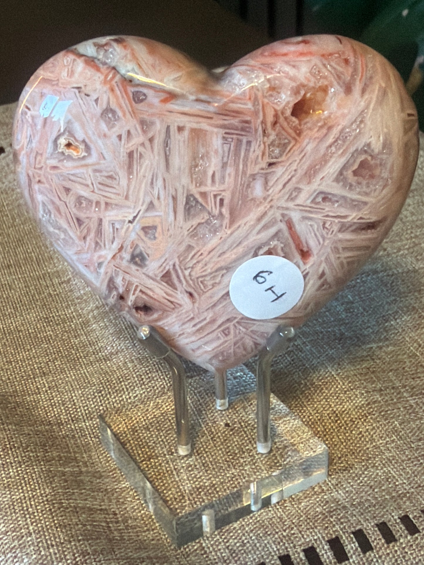 Mexican Agate Druzy Heart