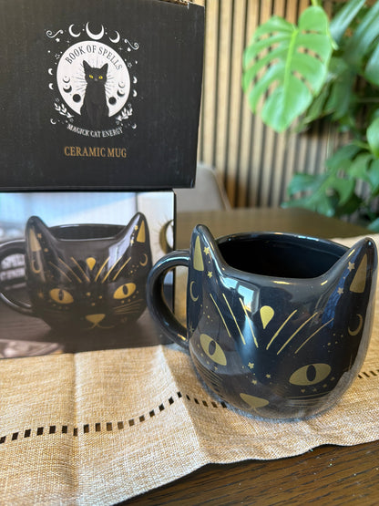 Book of Spells Magick Cat Energy Ceramic Mug