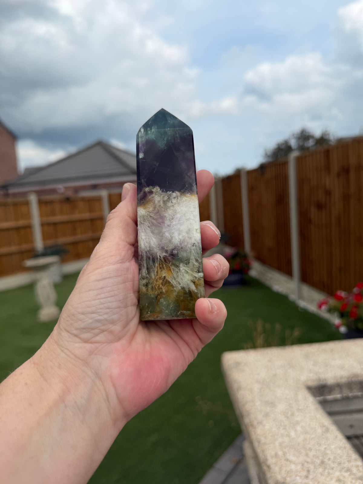 6 Stunning Feather Fluorite Points/Towers