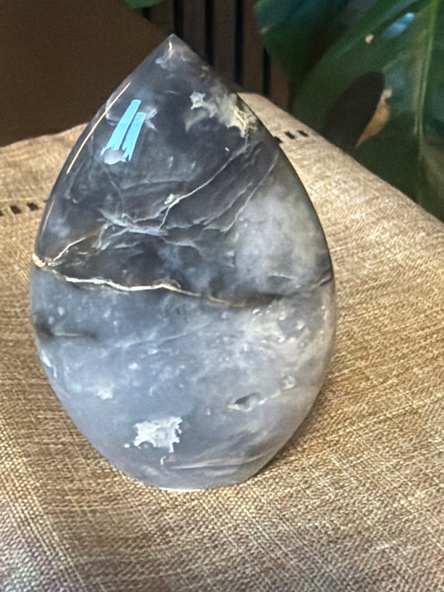 Blue Plume Agate Freeform— Indonesian Crystal Carving