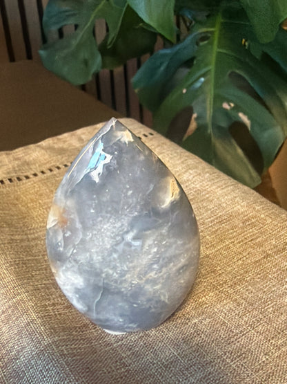 Blue Plume Agate Freeform— Indonesian Crystal Carving