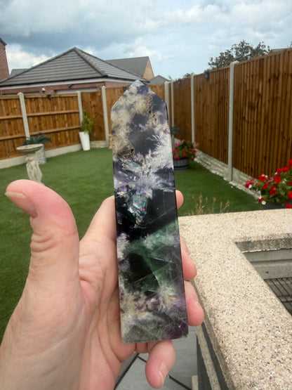 6 Stunning Feather Fluorite Points/Towers