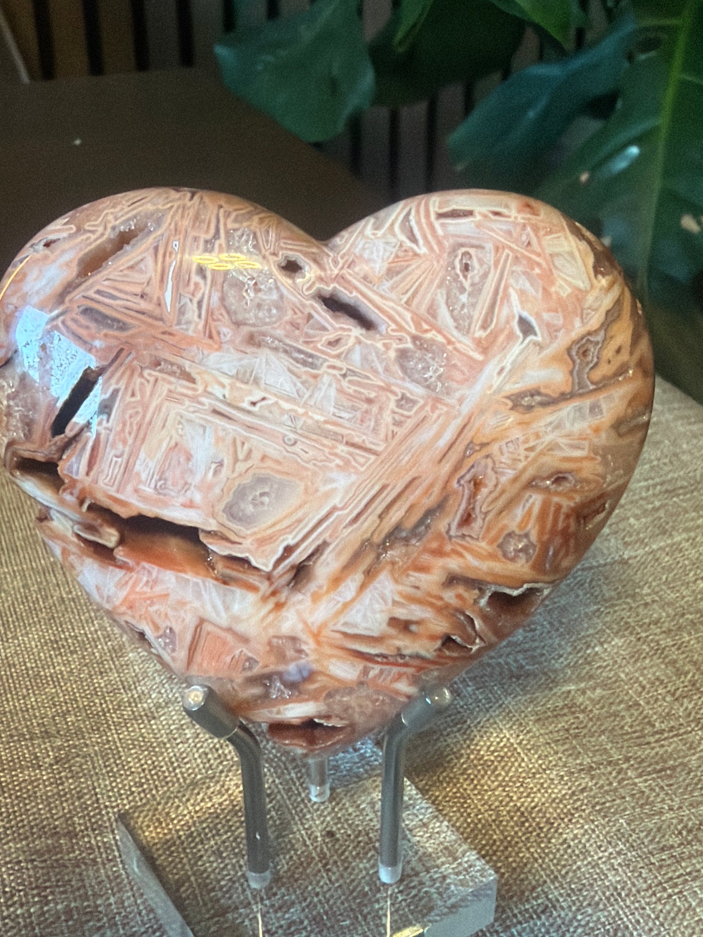 Mexican Agate Druzy Heart