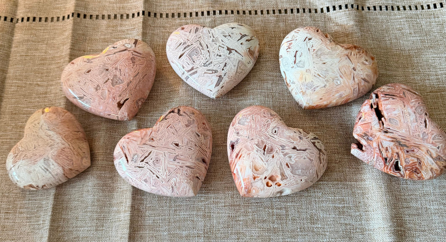 Mexican Agate Druzy Heart