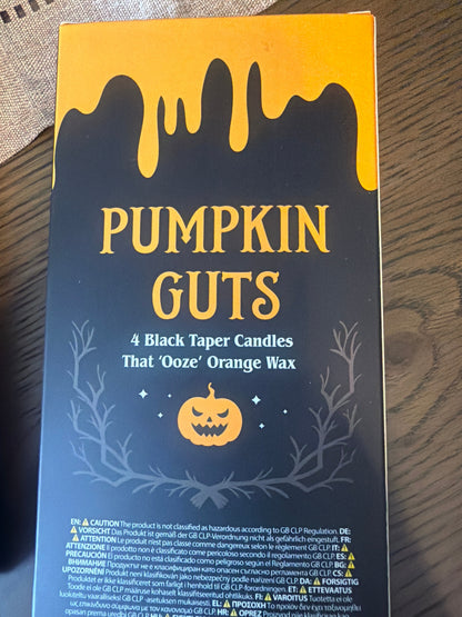 Pumpkin Guts Black Taper Candles | Set of 4