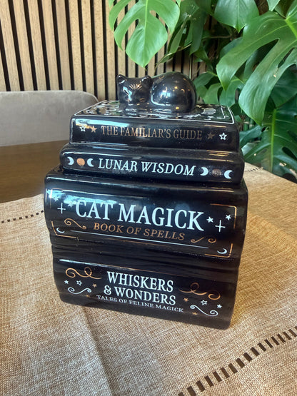 Cat Magick Stacked Books Ceramic Oil Burner
