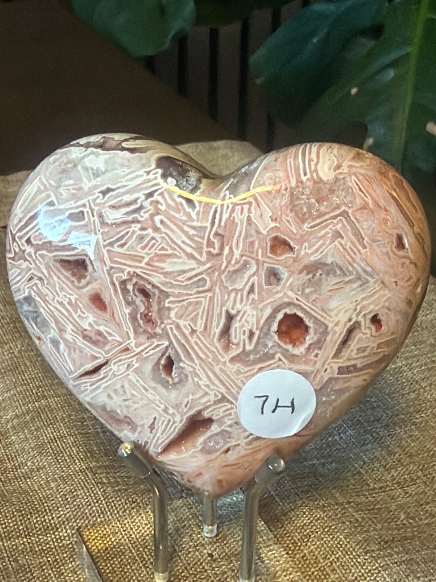 Mexican Agate Druzy Heart