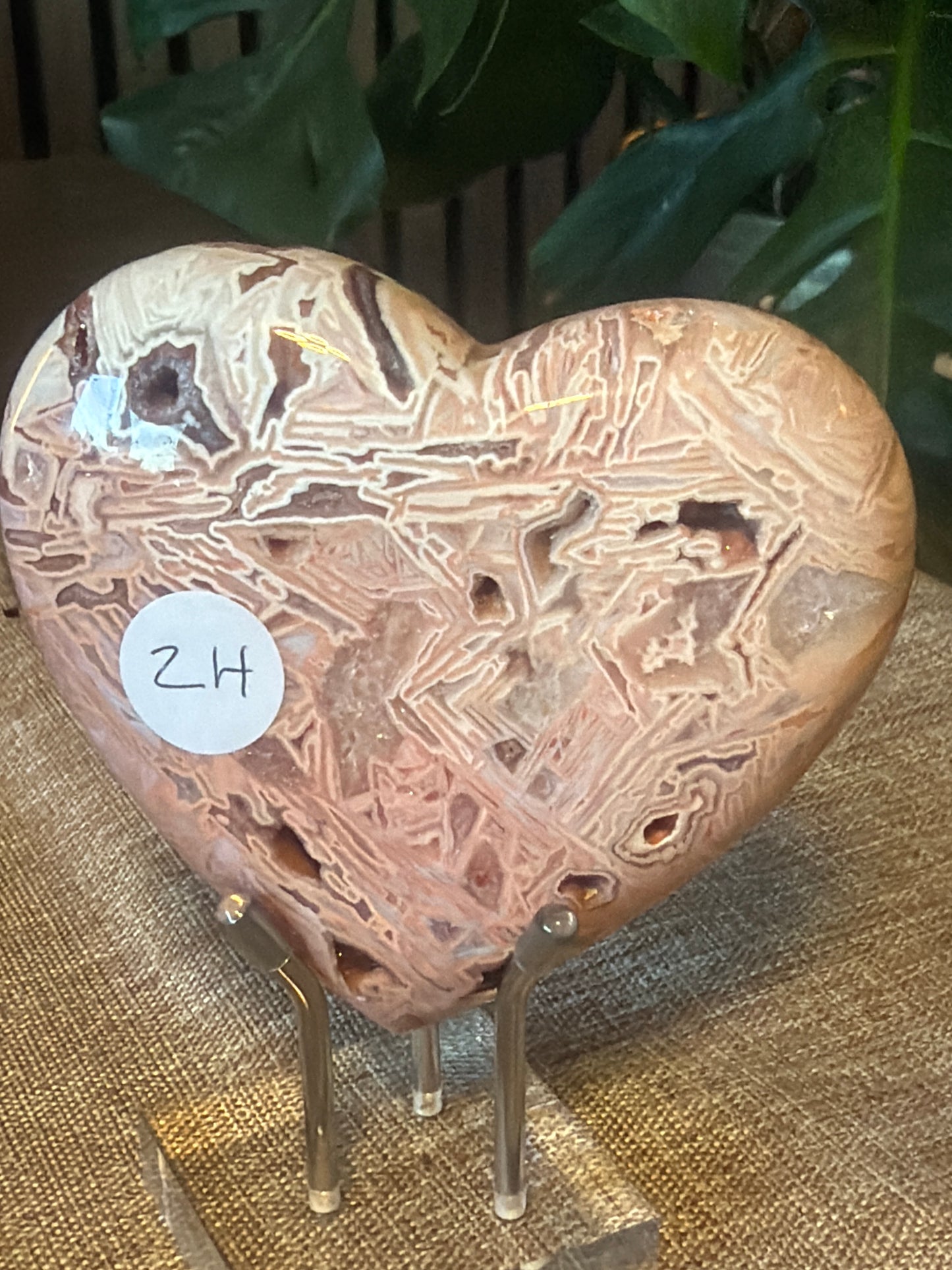 Mexican Agate Druzy Heart