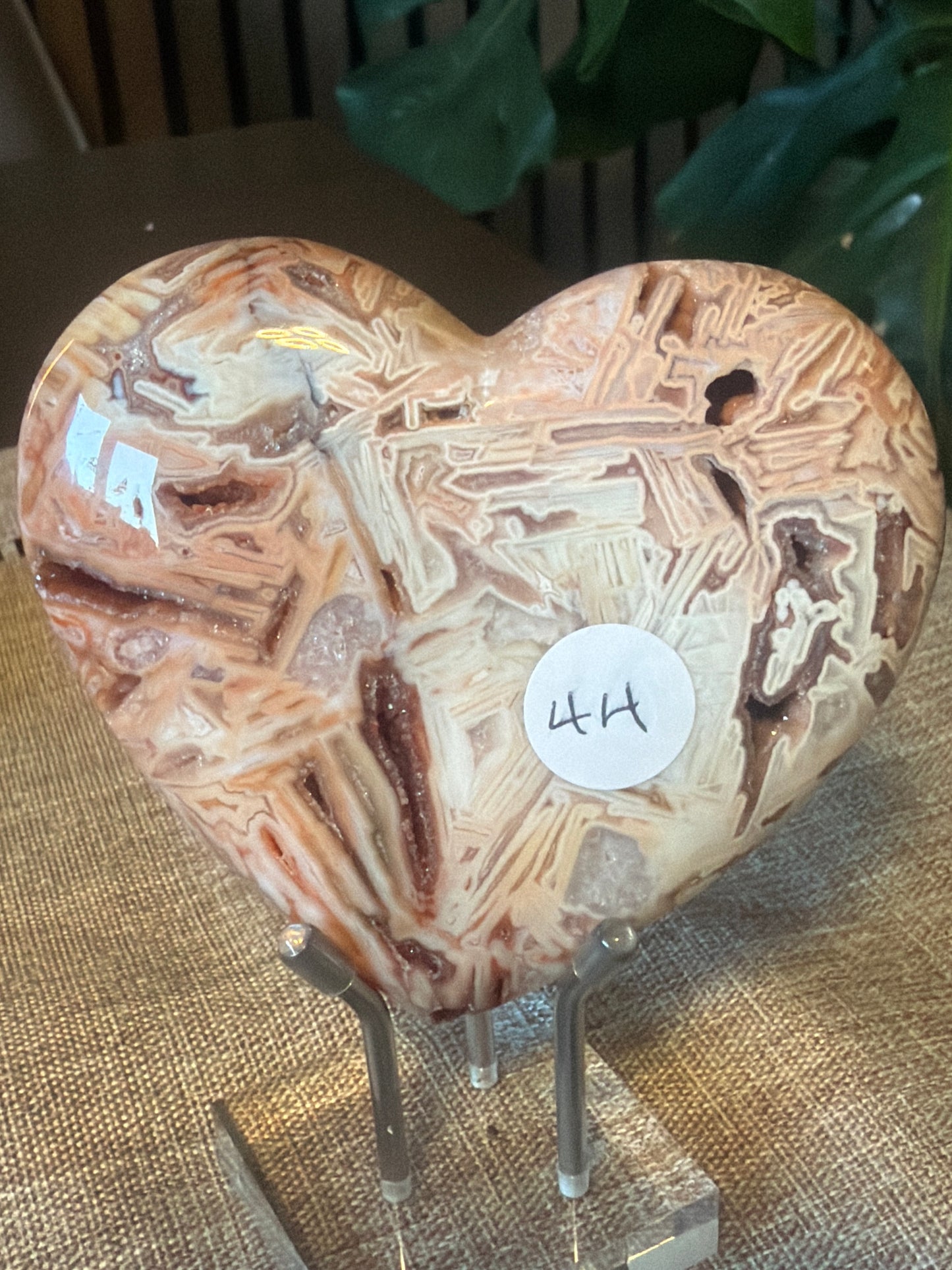 Mexican Agate Druzy Heart