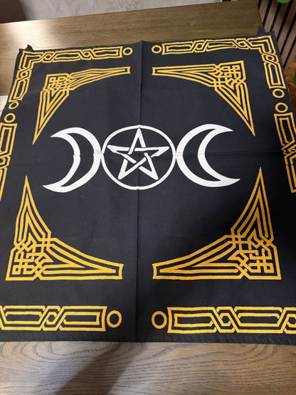 Triple Moon Pentagram Altar Cloth | 61cm Square