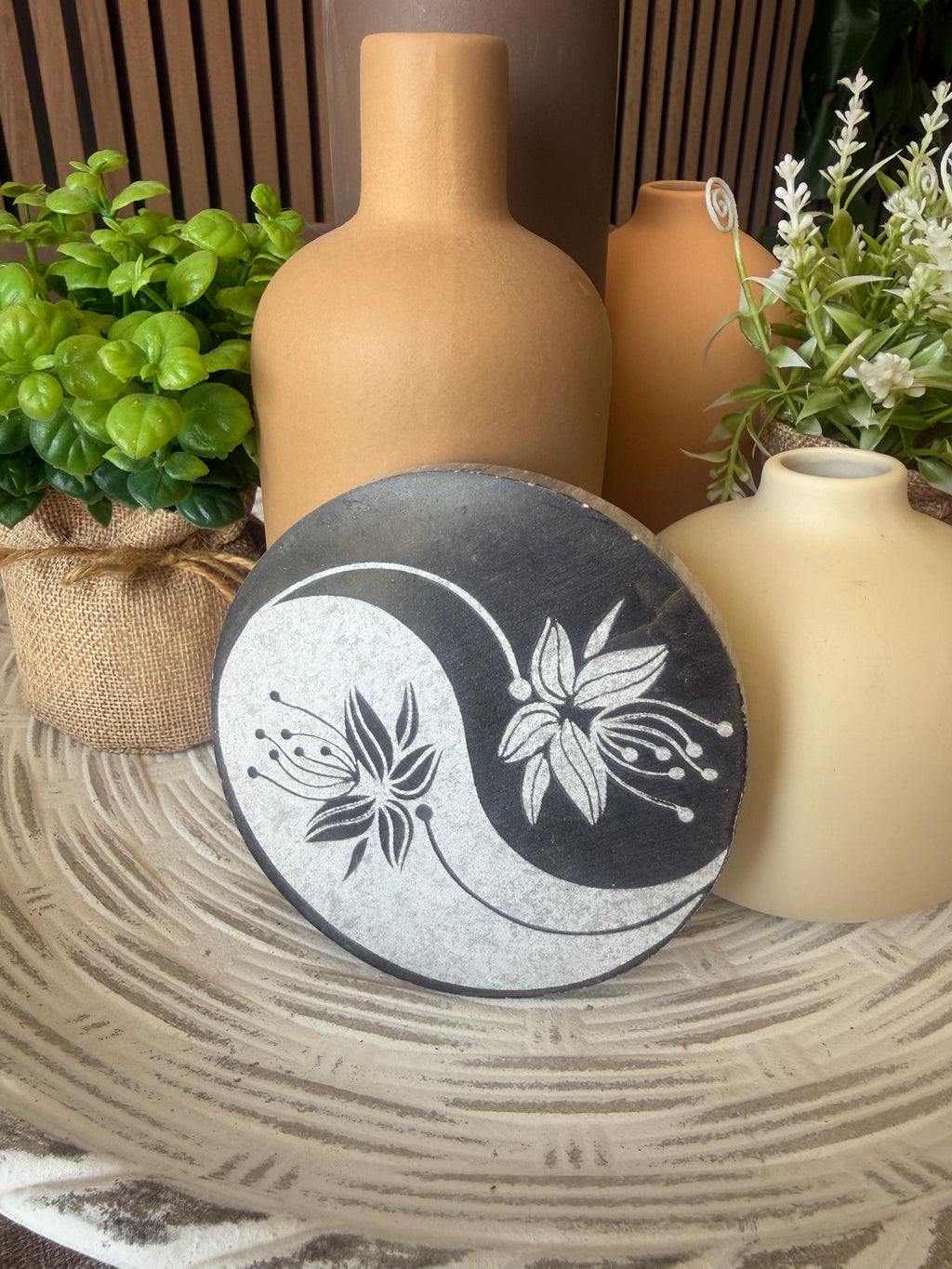 Selenite / Satin Spar Charging Plate – Yin Yang Lotus