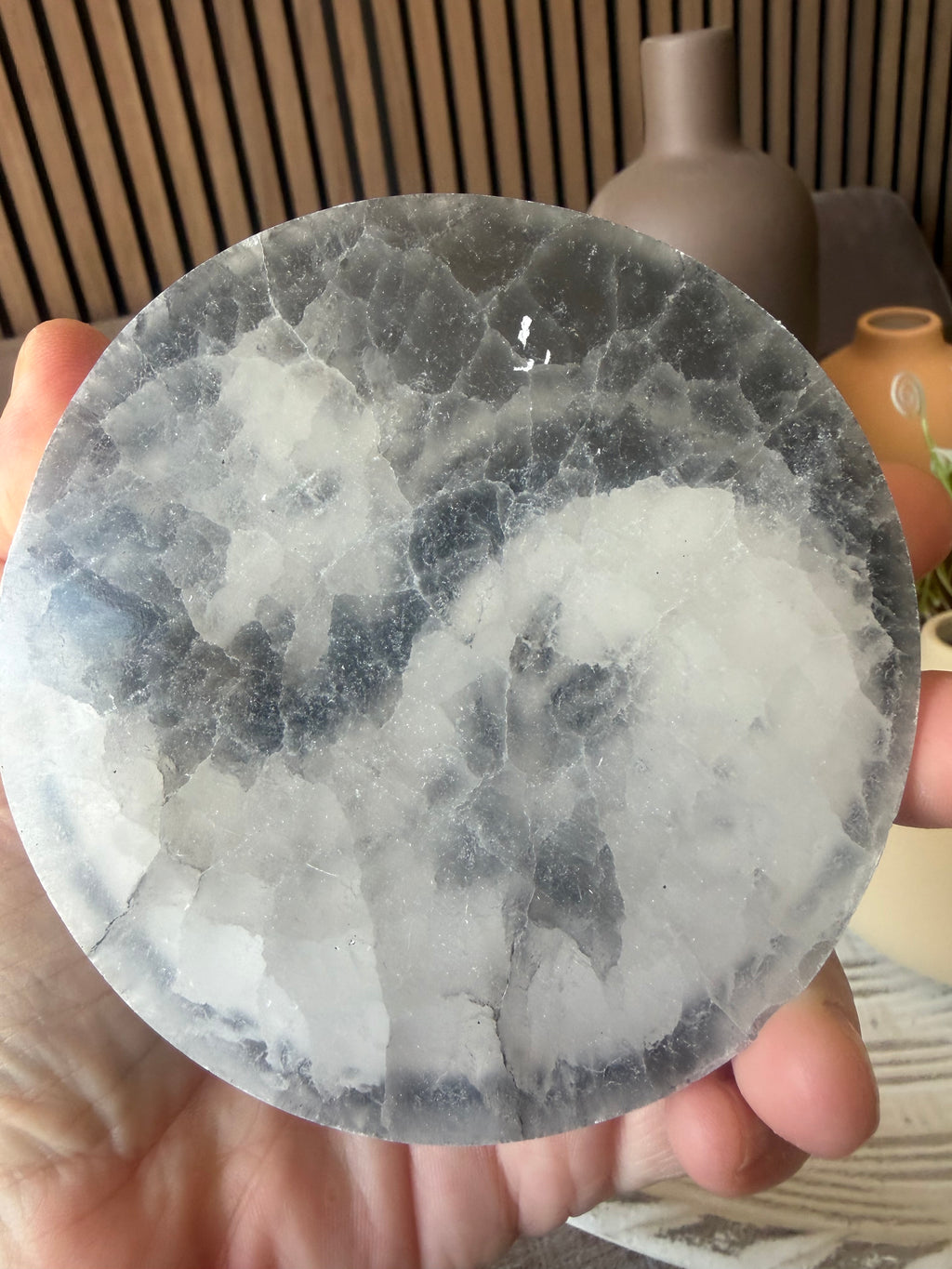 Selenite / Satin Spar Charging Plate – Yin Yang Lotus