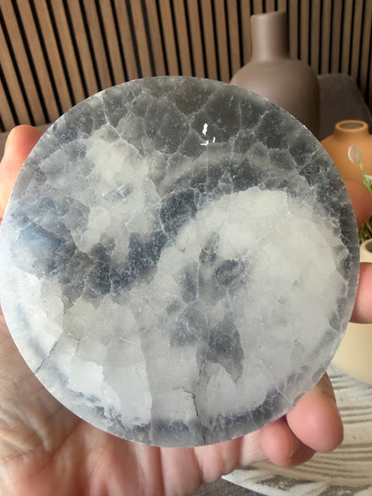 Selenite / Satin Spar Charging Plate – Yin Yang Lotus