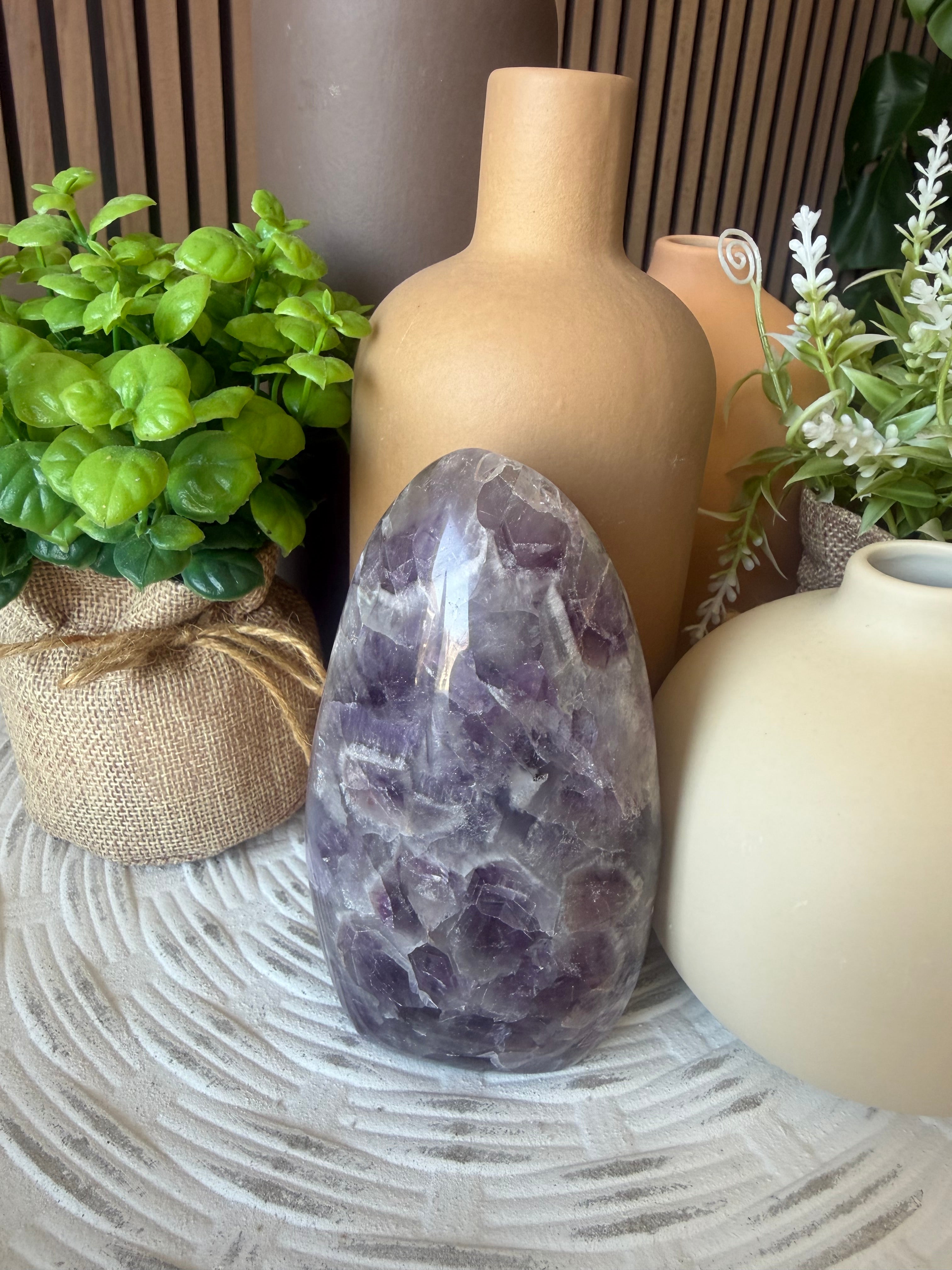 Chevron Amethyst Freeform with Druzy Cavity