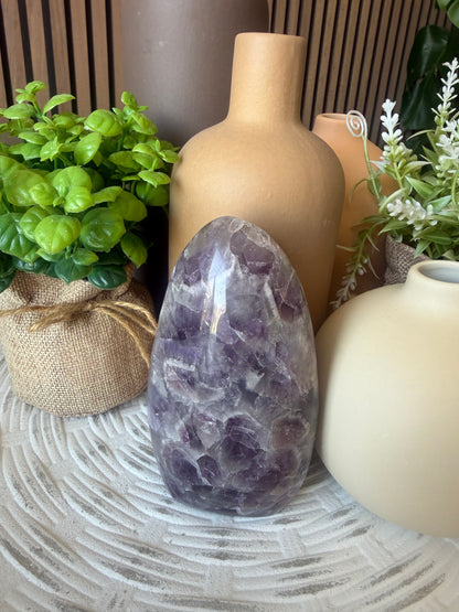 Chevron Amethyst Freeform with Druzy Cavity