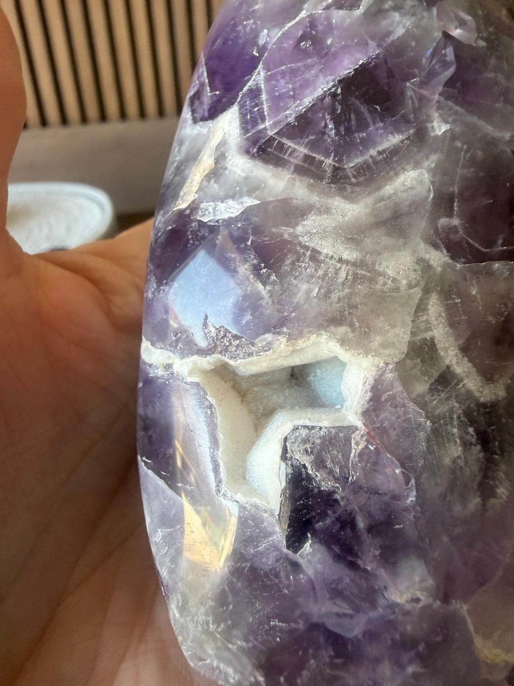 Chevron Amethyst Freeform with Druzy Cavity