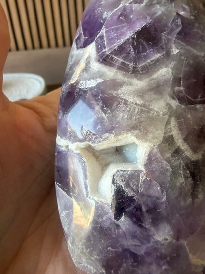 Chevron Amethyst Freeform with Druzy Cavity