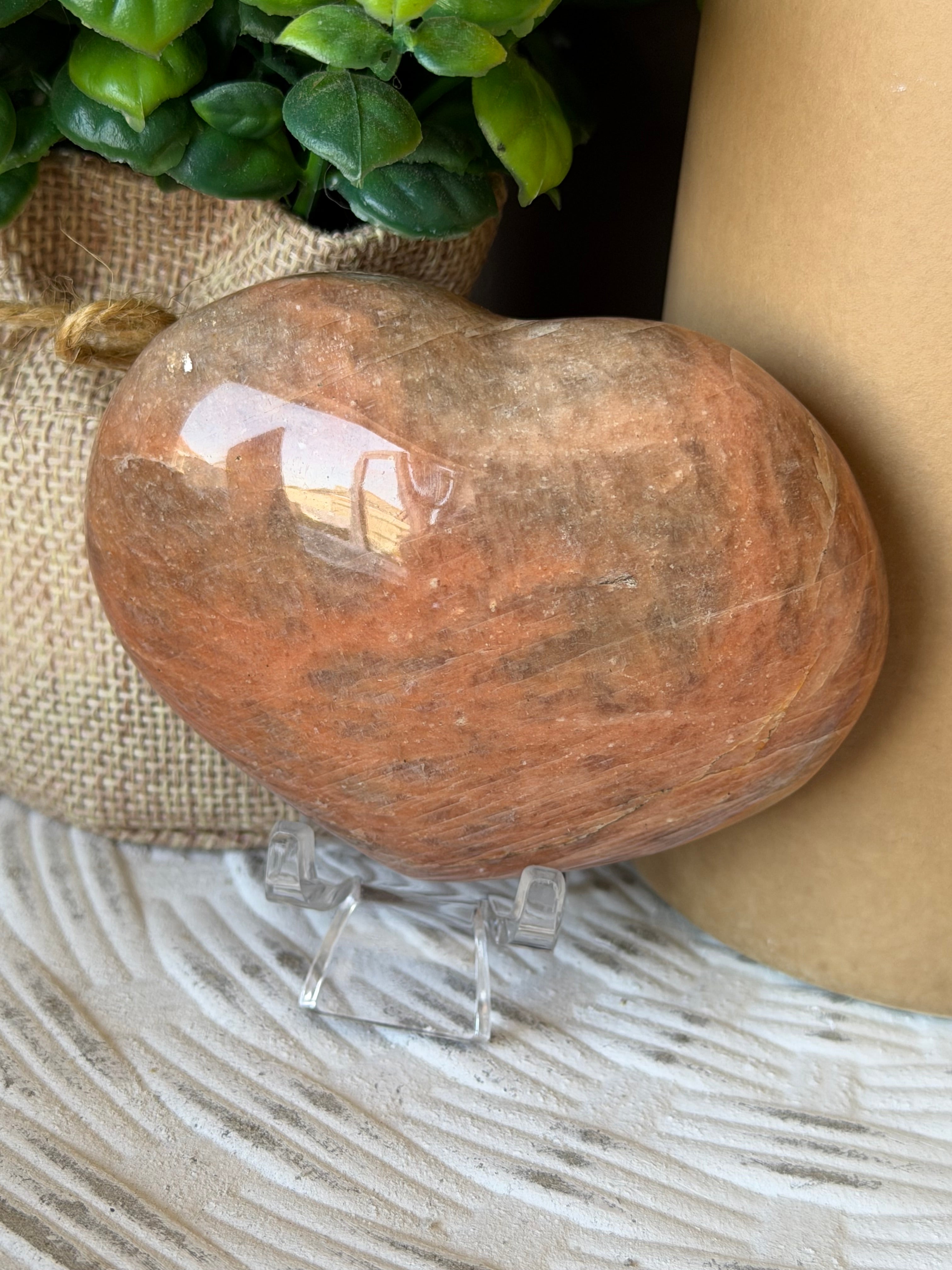 Peach Moonstone Heart