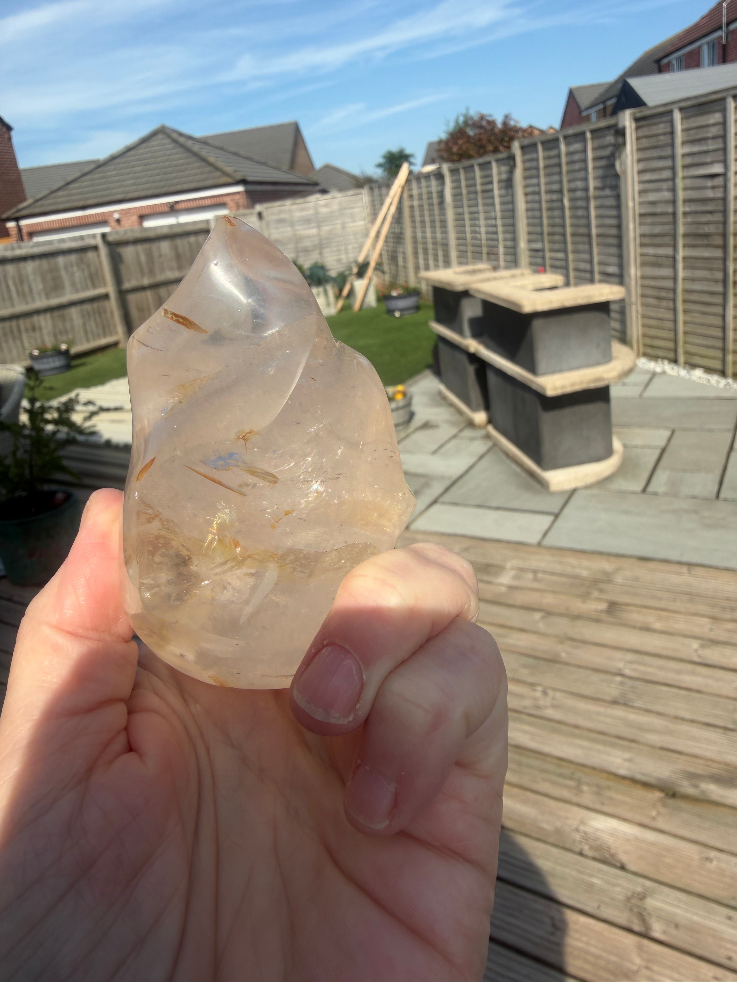 Clear Quartz Flame with Natural Inclusions
