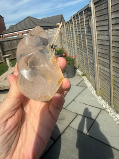 Clear Quartz Flame with Natural Inclusions