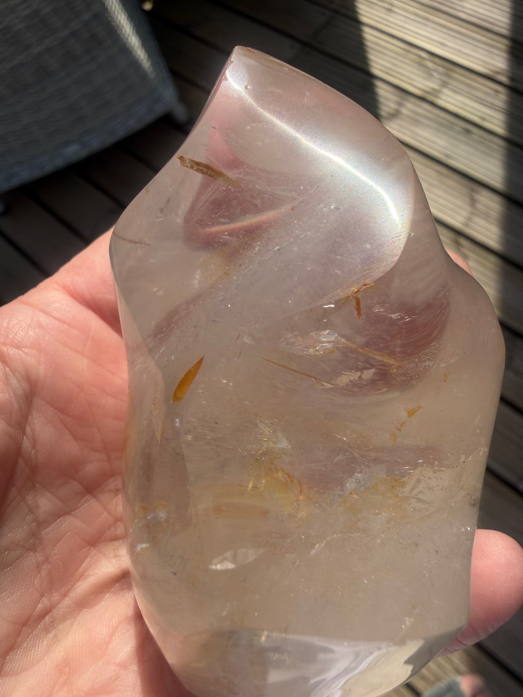 Clear Quartz Flame with Natural Inclusions