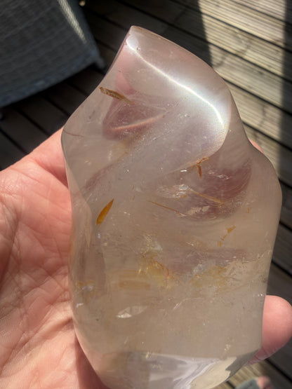 Clear Quartz Flame with Natural Inclusions