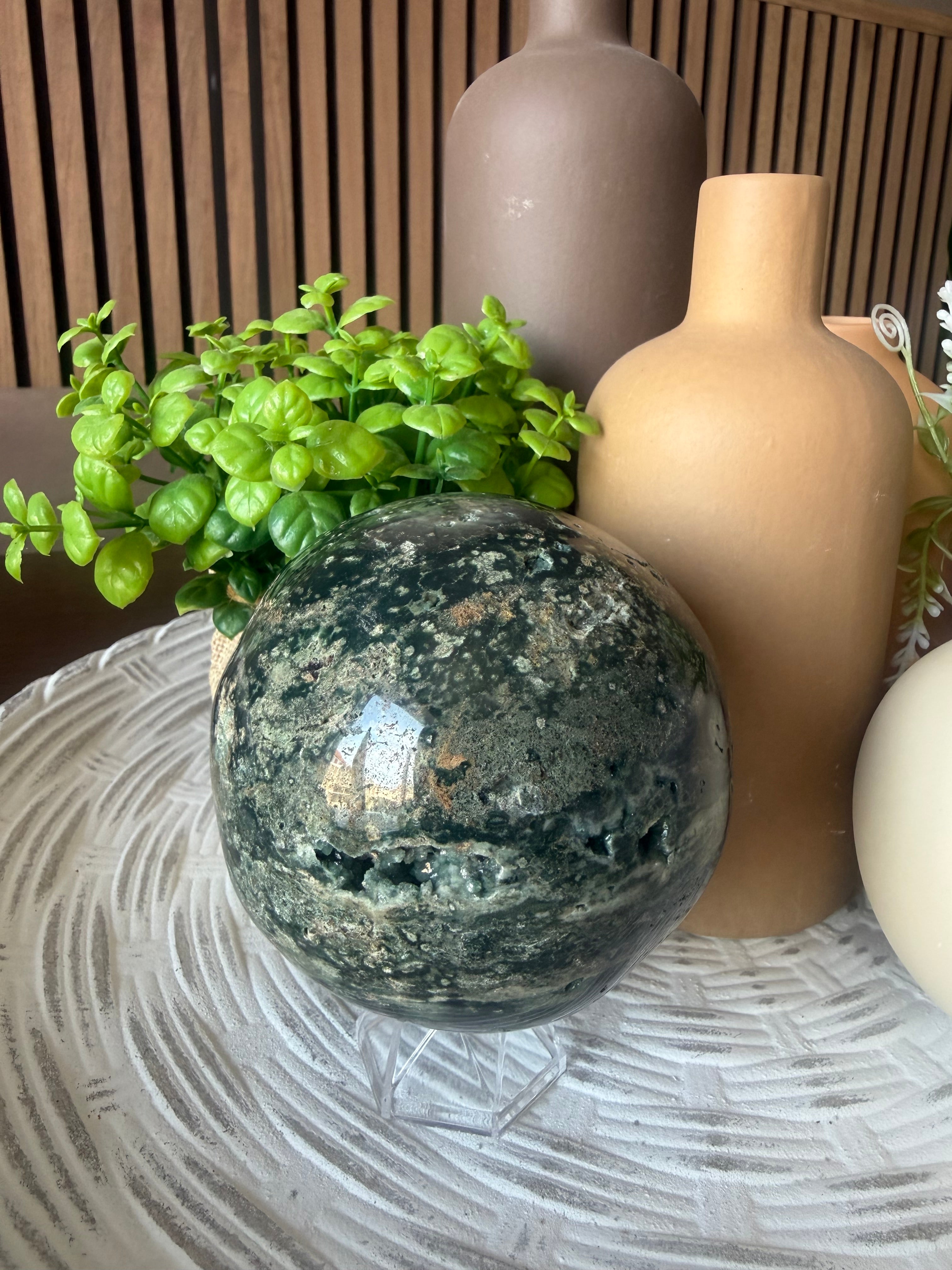 Large Green Ocean Jasper Sphere