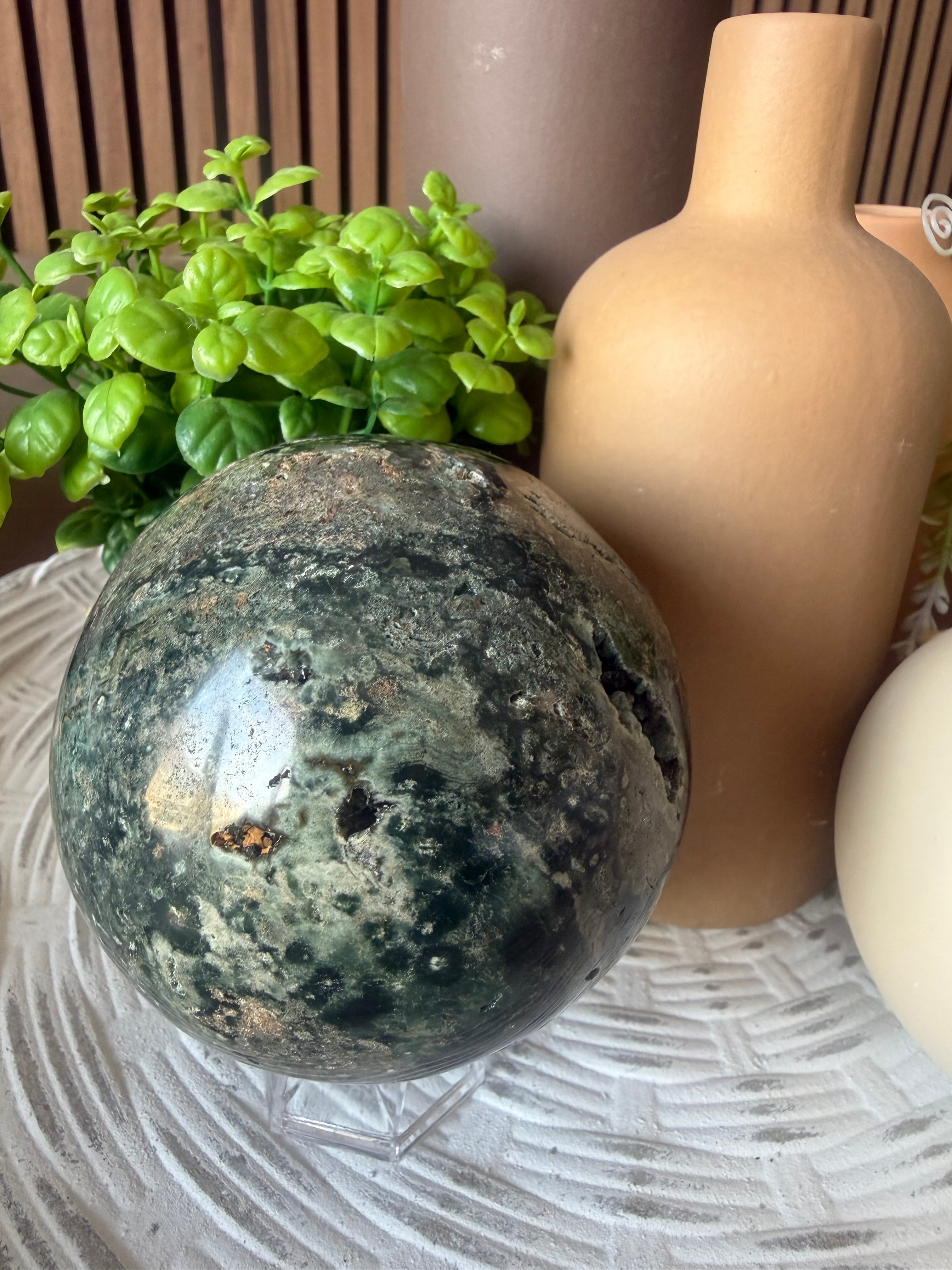 Large Green Ocean Jasper Sphere