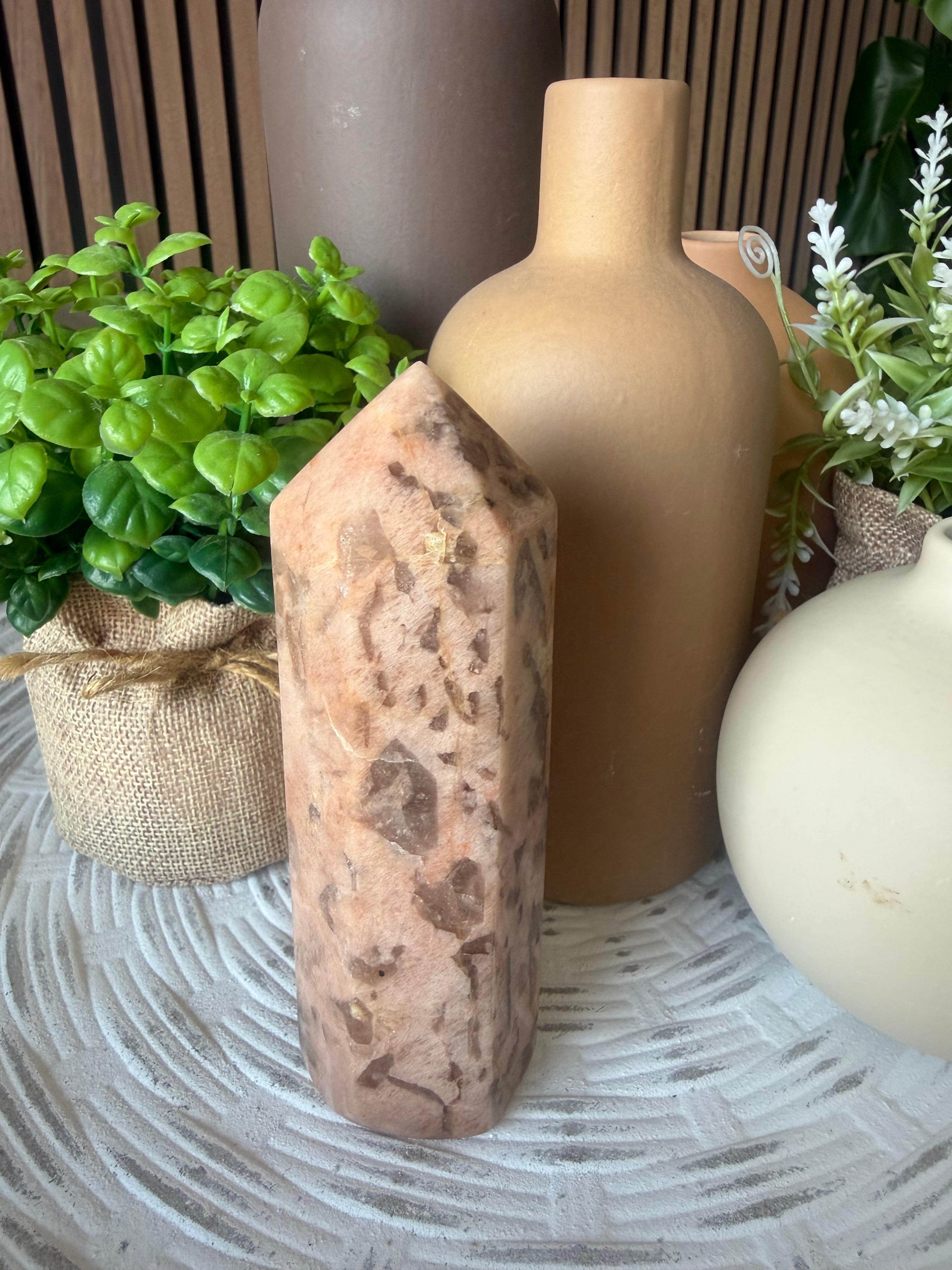 Graphic Honey Moonstone Crystal Tower