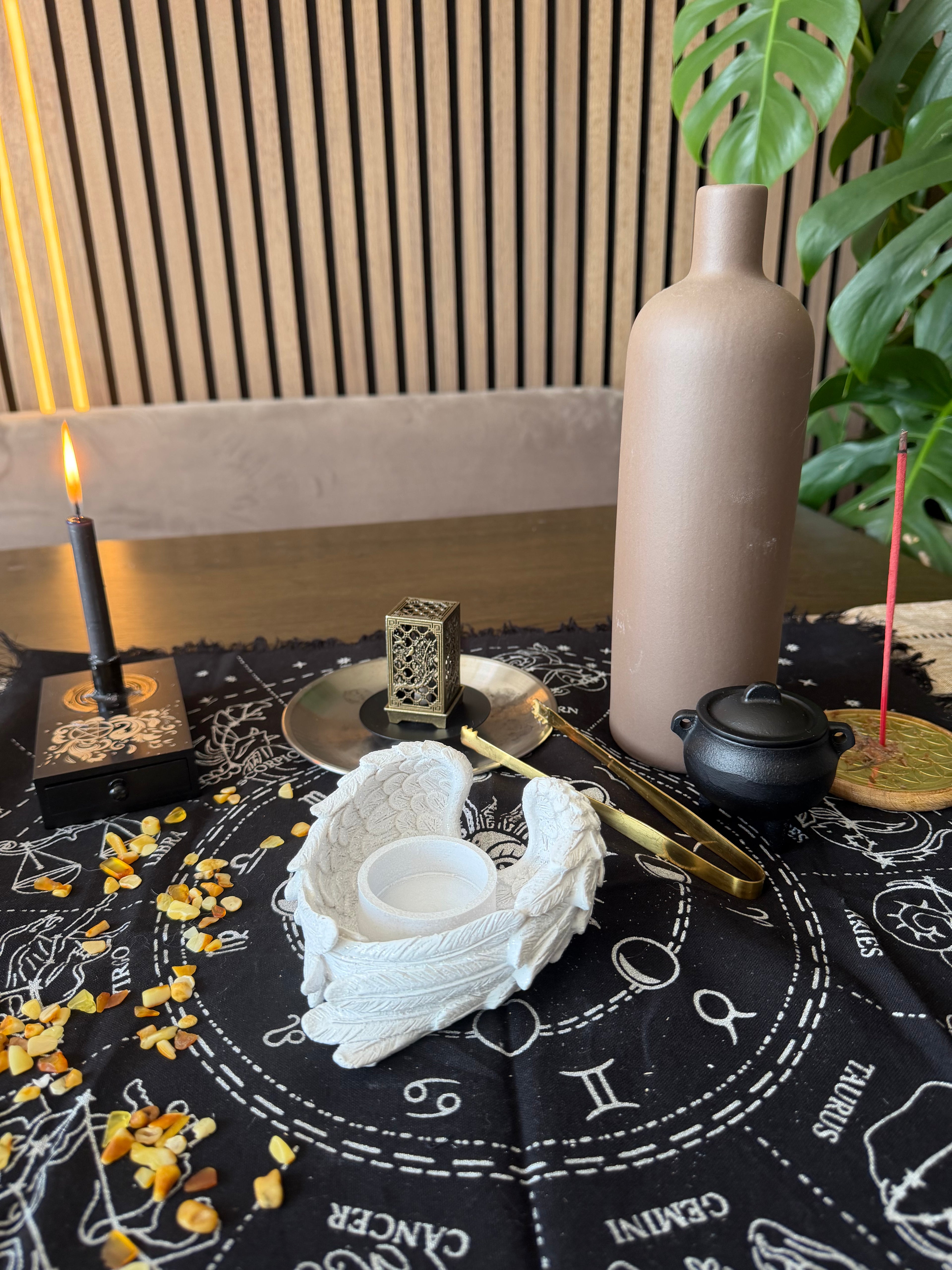 Glitter Angel Wing Candle Holder