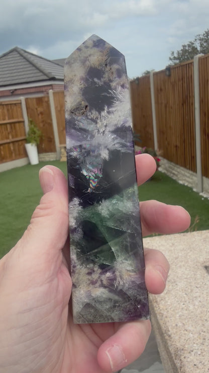 6 Stunning Feather Fluorite Points/Towers