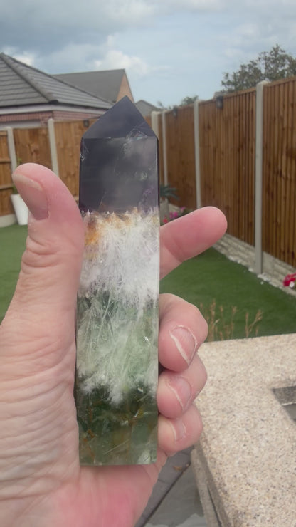 6 Stunning Feather Fluorite Points/Towers