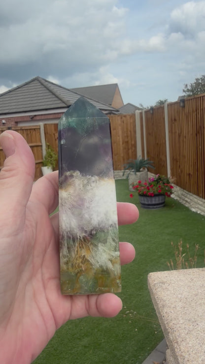 6 Stunning Feather Fluorite Points/Towers
