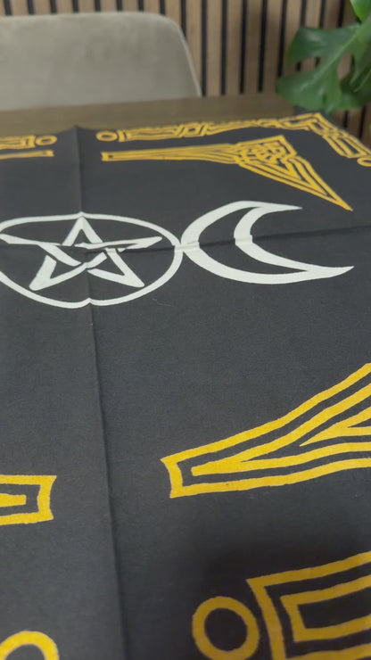 Triple Moon Pentagram Altar Cloth | 61cm Square