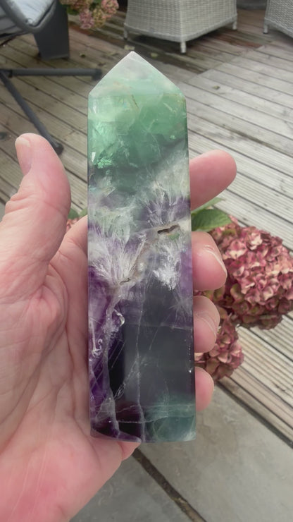 6 Stunning Feather Fluorite Points/Towers