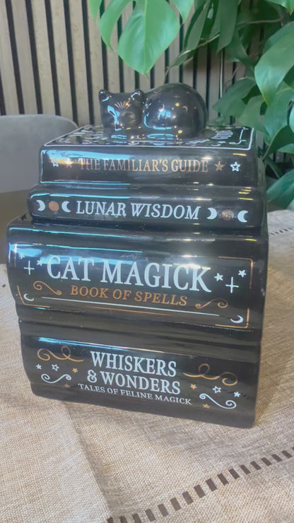 Cat Magick Stacked Books Ceramic Oil Burner